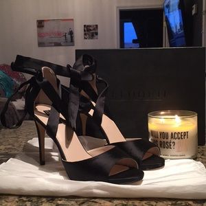 Eloquii black satin strappy heels